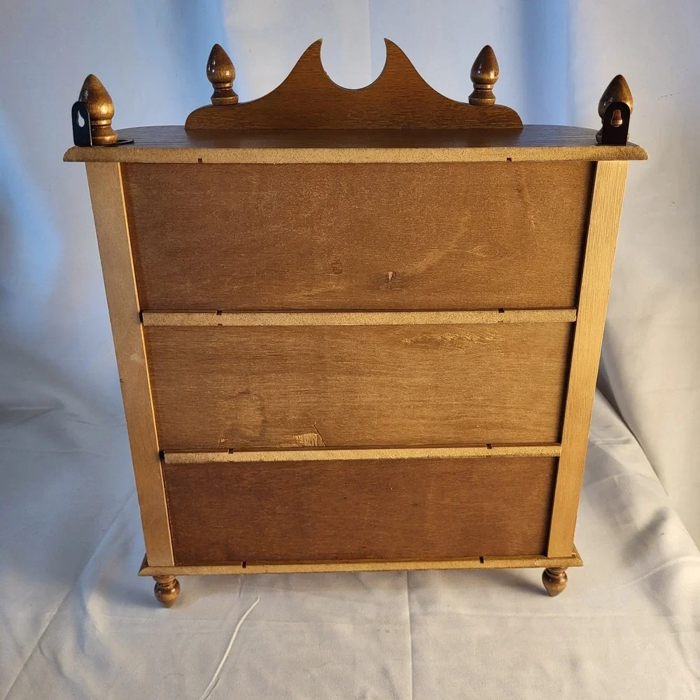 VTG Wall Mount or Table Top Mini Wood Curio Cabinet Glass Door Trinket Display